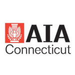 A red and white logo for the aia connecticut.